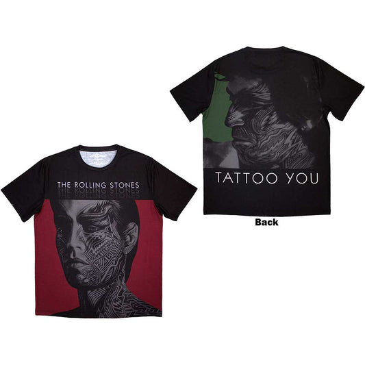 Black unisex t-shirt with large Rolling Stones "Tattoo You" back design.