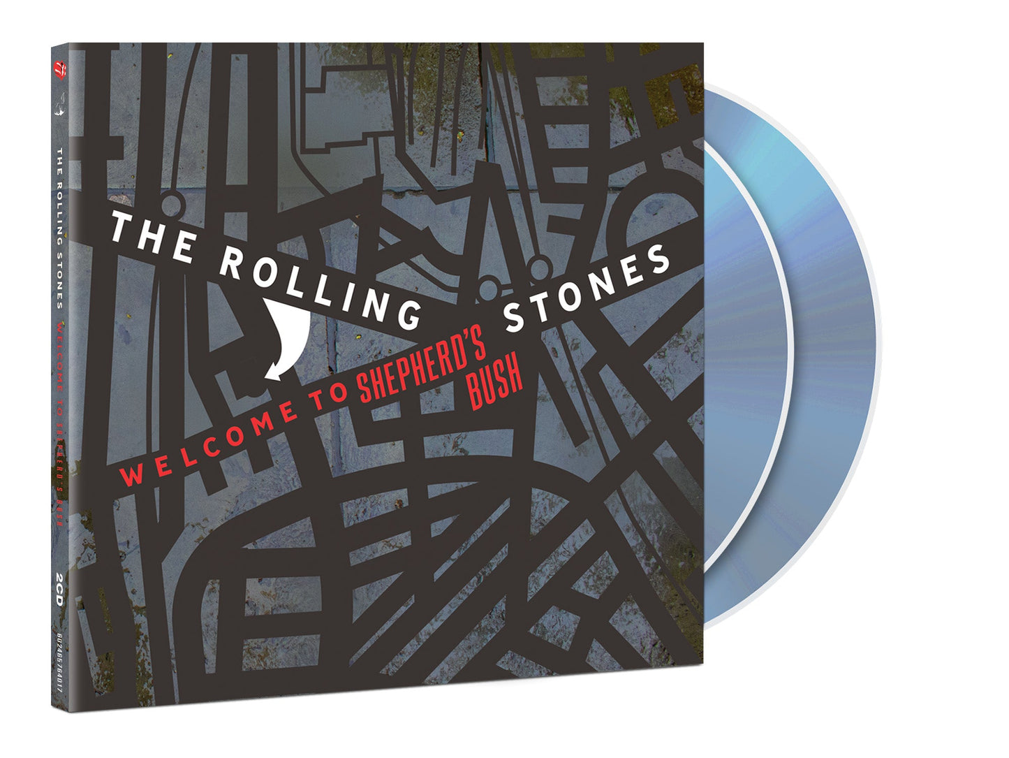 The Rolling Stones "Welcome to Shephards Bush" CD case with abstract design.