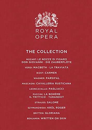 Red cover for “The Royal Opera Collection” Blu-ray, listing opera titles.