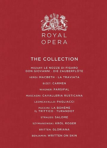 Red DVD cover for "The Royal Opera Collection" listing opera titles.