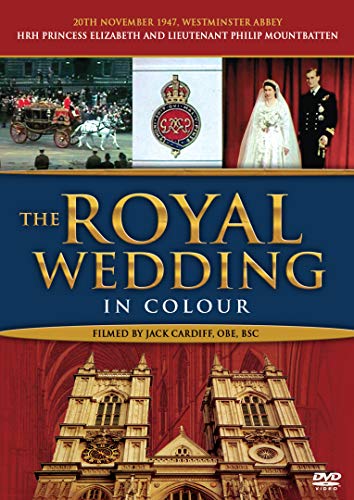 DVD cover for "The Royal Wedding In Colour," featuring Princess Elizabeth and Philip.