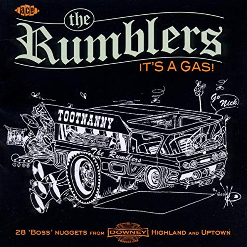 CD cover for The Rumblers’ “It’s A Gas!” featuring a hot rod illustration.