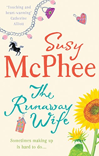 Book cover: "The Runaway Wife" by Susy McPhee, with charms and sunflowers.