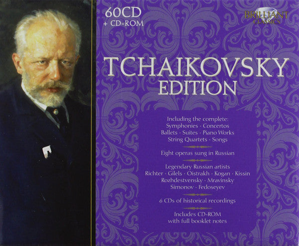 CD case for Tchaikovsky edition with portrait and purple floral design.