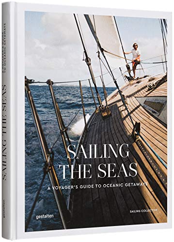 Book cover showing a person sailing on a wooden deck boat at sea.