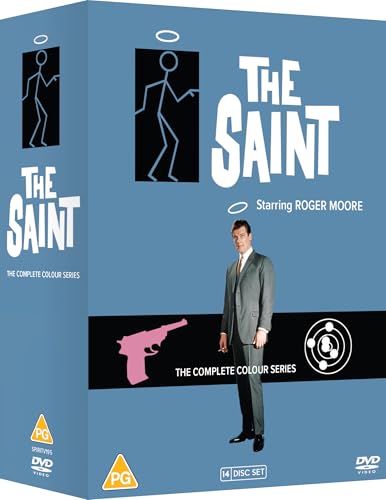 DVD cover for "The Saint" series featuring Roger Moore and iconic imagery.