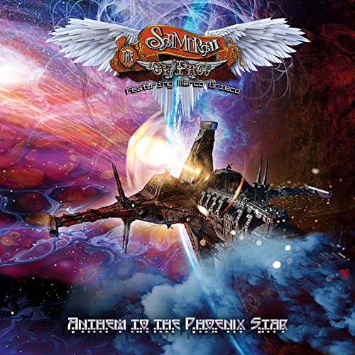 CD cover: spaceship, phoenix, and samurai logo against a cosmic background.