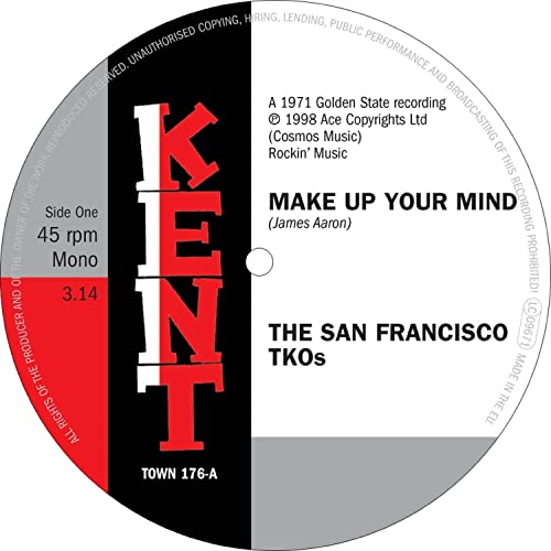 Black and gray vinyl record label with red "Kent" lettering and song titles.