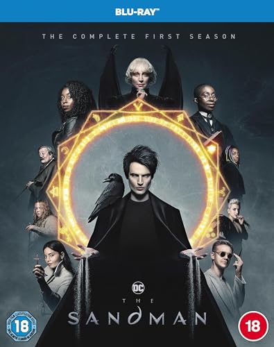 Blu-ray cover for "The Sandman" featuring a cast and glowing symbol.