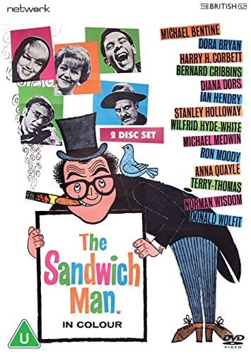 DVD cover for “The Sandwich Man” featuring a cartoon character and cast names.