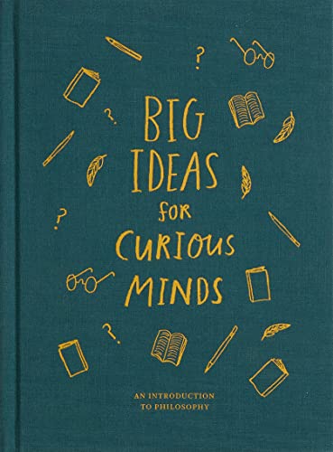 Dark teal book cover with yellow hand-drawn illustrations of books, pens, and glasses.