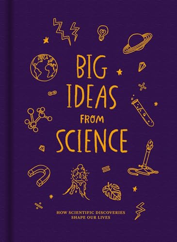 Purple book cover titled Big Ideas from Science with yellow hand-drawn scientific illustrations.