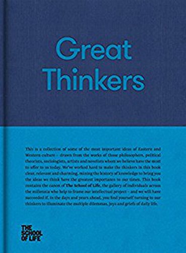 Book cover: "Great Thinkers" with blue and white color blocking.