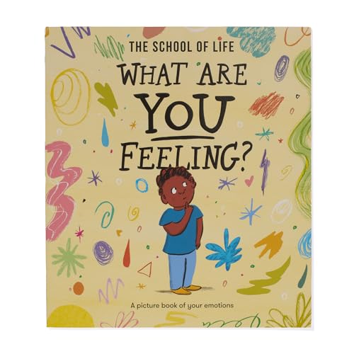 Book cover with illustrated child thinking, colorful abstract background.