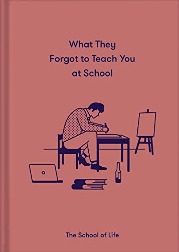Book cover with a person writing at a desk on a dusty rose background.