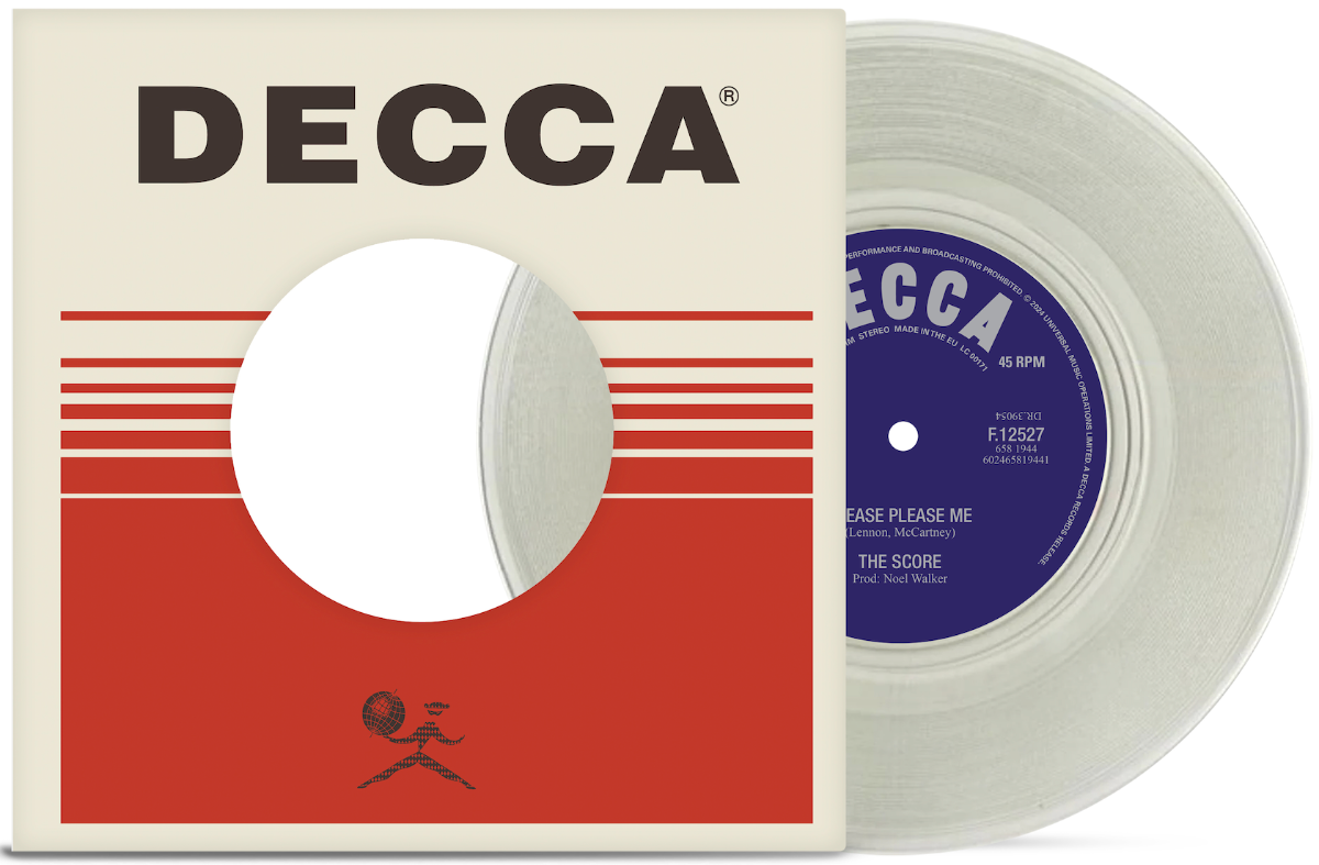 Two vinyl records with red and white labels, featuring "The Score" text.