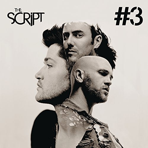 Black and white image of three men's side profiles stacked on top of each other.