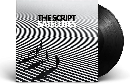 The Script’s “Satellites” vinyl record with striped cover and figures.