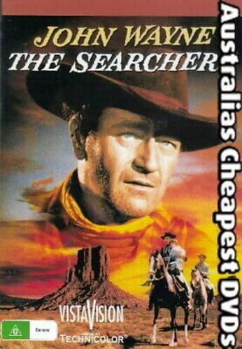 DVD cover for "The Searchers" featuring John Wayne and a desert landscape.