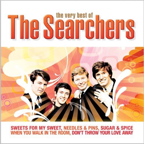 CD cover featuring The Searchers band members against an orange and white graphic background.