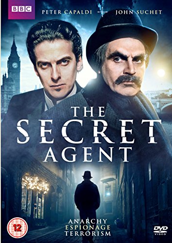 "The Secret Agent" DVD cover featuring two men and a silhouette in a dark alley.