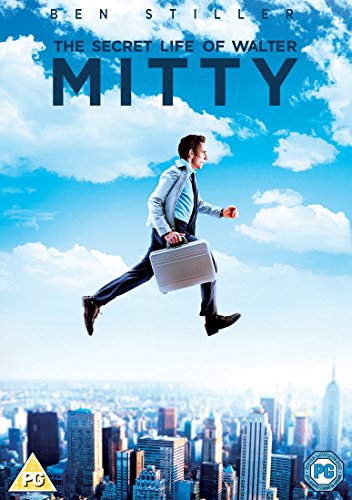The Secret Life of Walter Mitty" DVD cover featuring Ben Stiller in flight.