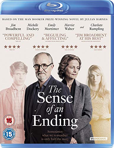 “The Sense of an Ending” Blu-ray cover featuring Jim Broadbent and Michelle Dockery.