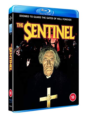DVD cover for "The Sentinel" featuring a priest and shadowy figures.