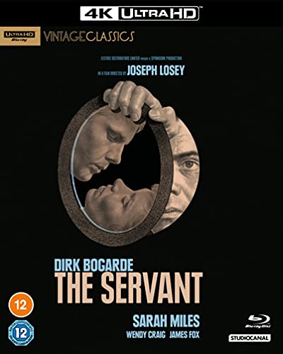 The Servant" Blu-ray cover: a man's face reflected in a hand-held mirror.