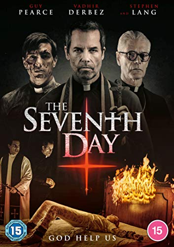 DVD cover for "The Seventh Day" featuring three men and flames.