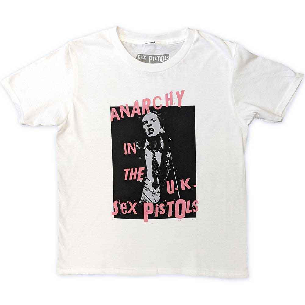 Kids' t-shirt featuring Sex Pistols "Anarchy in the UK" album cover design.