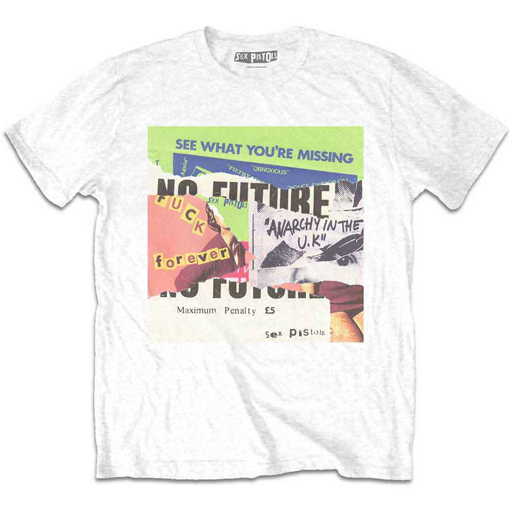 Sex Pistols collage graphic on a black unisex t-shirt, size XX-Large.