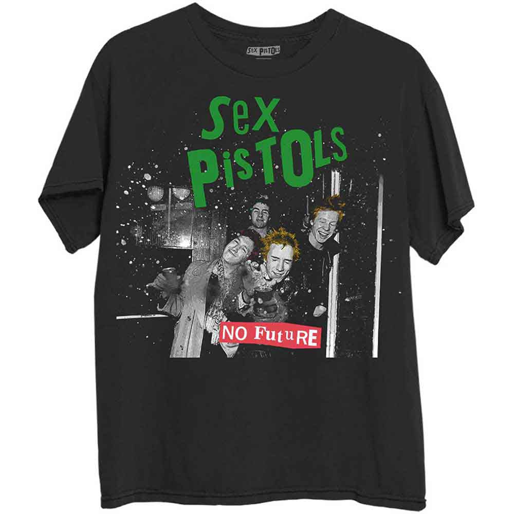 Black unisex t-shirt featuring the iconic Sex Pistols debut album cover art.