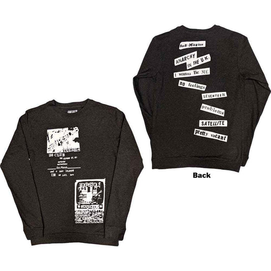 Black long sleeve t-shirt with Sex Pistols 100 Club back print, size XX-Large.