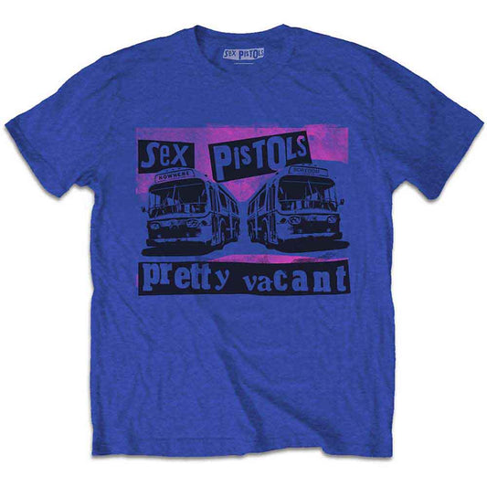 Black t-shirt with Sex Pistols "Pretty Vacant" album cover design, size large.