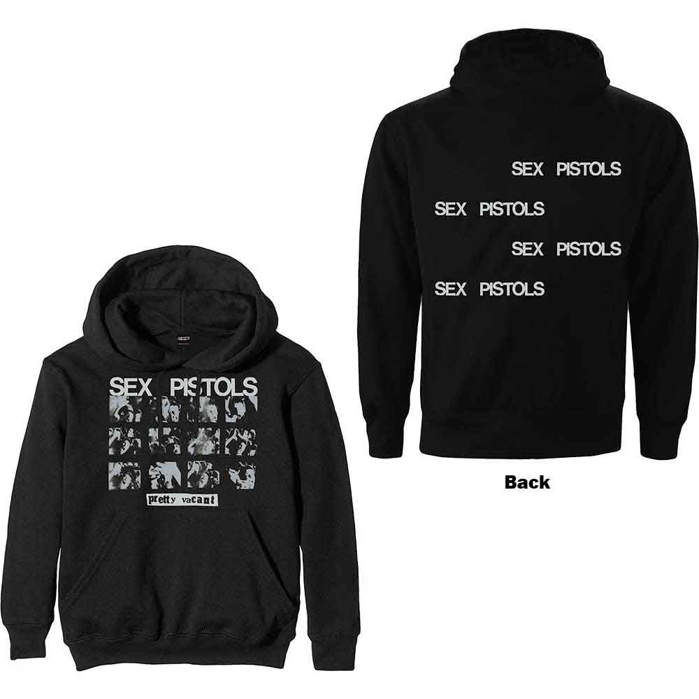 Dark hoodie with "Pretty Vacant" Sex Pistols back print, size XX-Large.