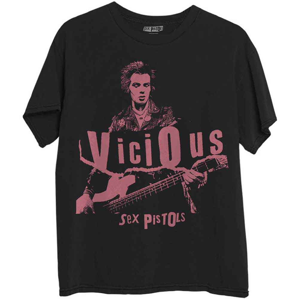 Black unisex t-shirt featuring a photographic print of Sid Vicious on the front.