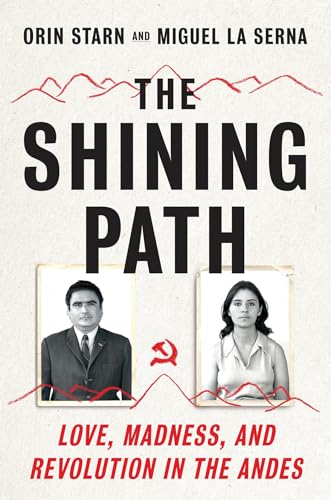 Book cover: "The Shining Path" with portraits of a man and woman.
