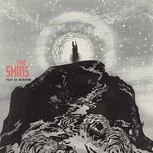 The Shins' "Port of Morrow" vinyl album cover, black and white illustration.