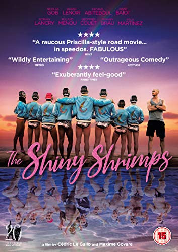 DVD cover for "The Shiny Shrimps" featuring a group of synchronized swimmers.