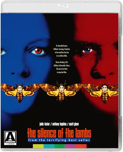 Blu-ray cover for "The Silence of the Lambs" featuring faces and moths.