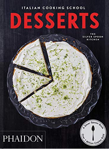 Cookbook cover: "Italian Cooking School: Desserts" with a lemon tart.