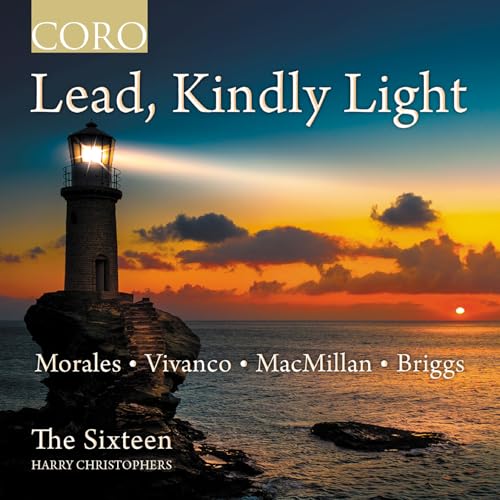 CD cover: lighthouse at sunset over ocean, text "Lead, Kindly Light".
