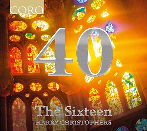 CD cover for The Sixteen’s 40th Anniversary Collection, featuring stained glass.