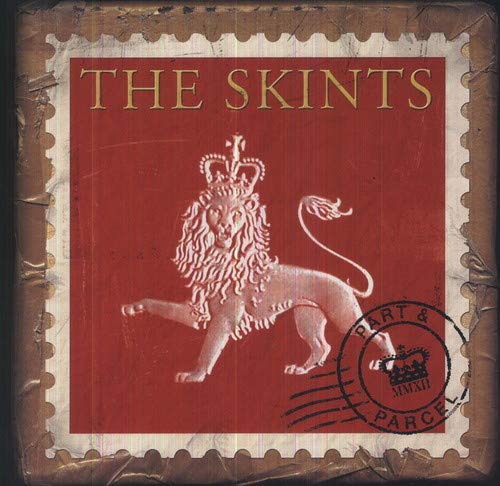 Red stamp-style album cover featuring a white lion and crown.