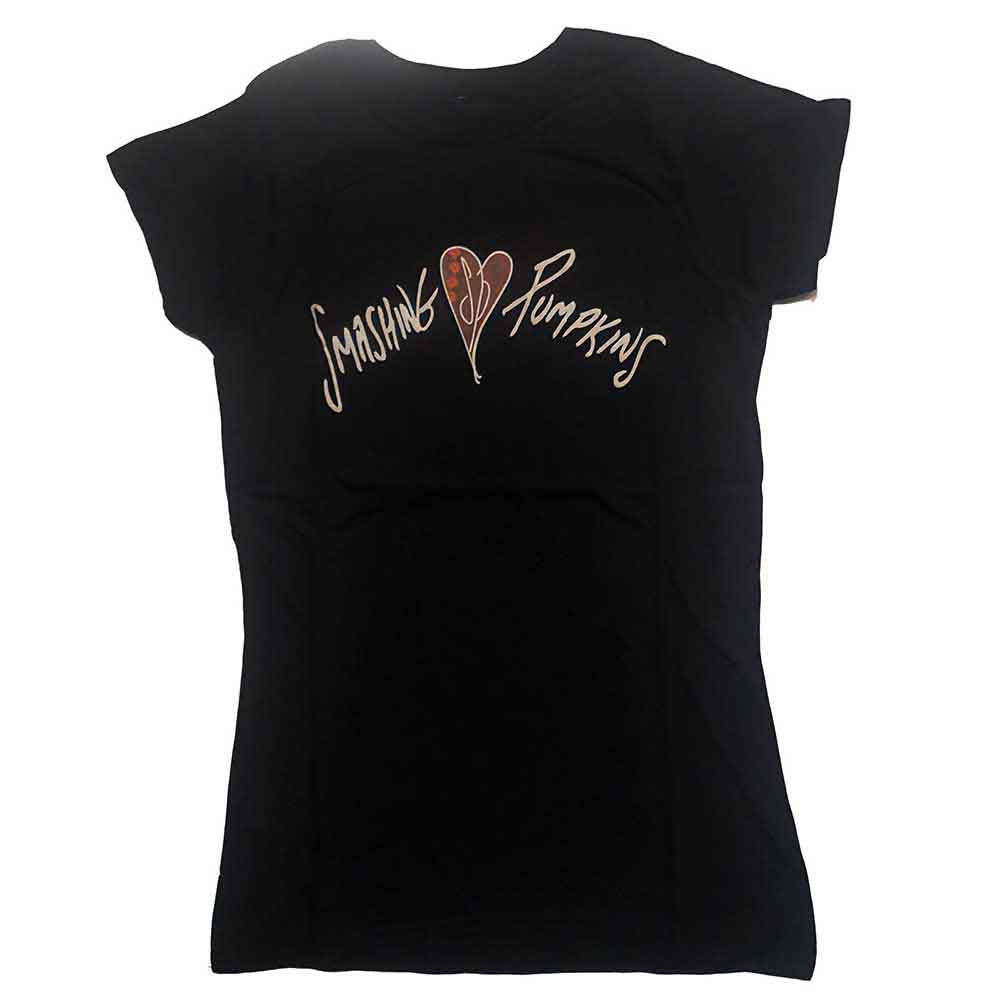 Ladies' small black t-shirt with a red heart and "Gish" text design.