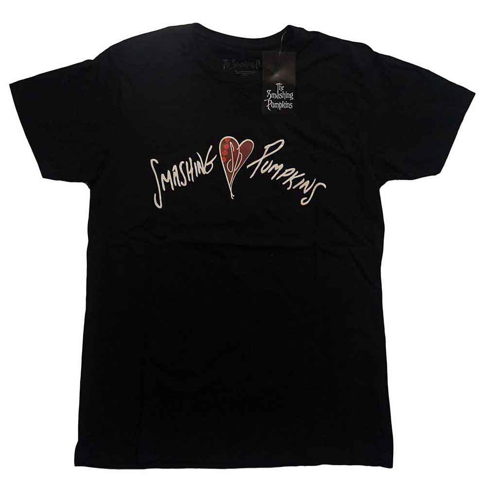 Black t-shirt with a red heart graphic referencing The Smashing Pumpkins’ *Gish* album.