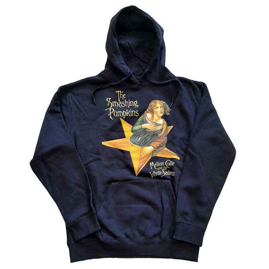 Black unisex pullover hoodie featuring the Smashing Pumpkins Mellon Collie album cover graphic.