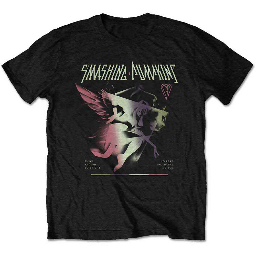 Black unisex T-shirt featuring The Smashing Pumpkins Shiny graphic print on the front.