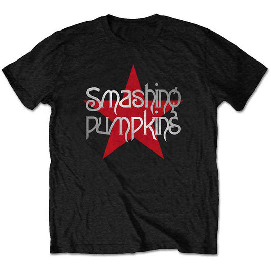 Black unisex t-shirt featuring the Smashing Pumpkins star logo on the chest.